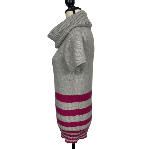 BCBGMaxAzria Sweater Wool Angora Cowl Neck Striped Pink Grey Size Medium - Picture 6 of 10